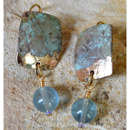 Click to view detail for EC-044 Earrings Domed Soft Rectangle with Flourite $72